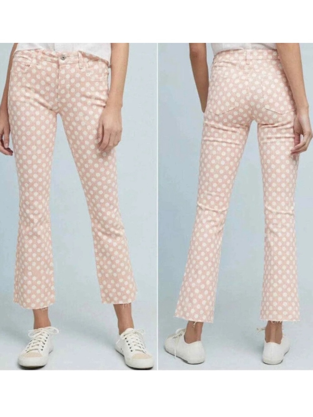 Pilcro and the Letterpress Orange Polka Dot Cropped Flare Jeansi
